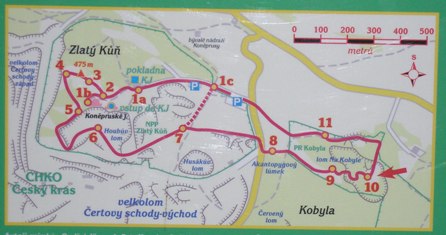 Mapka okolí Koněpruských jeskyň